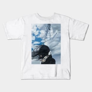 modern surrealism painting, rebelling against the trend, taking flight against the wind Kids T-Shirt